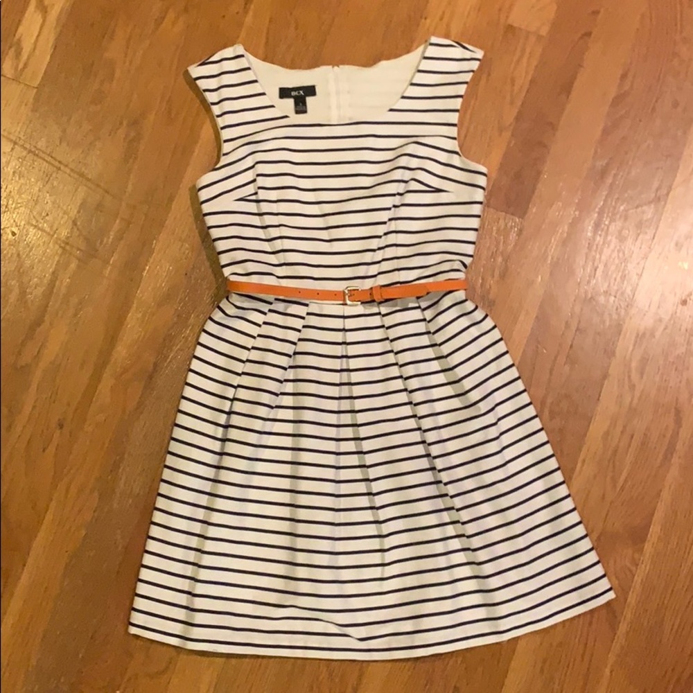 Nordstrom White and Navy Striped Dress